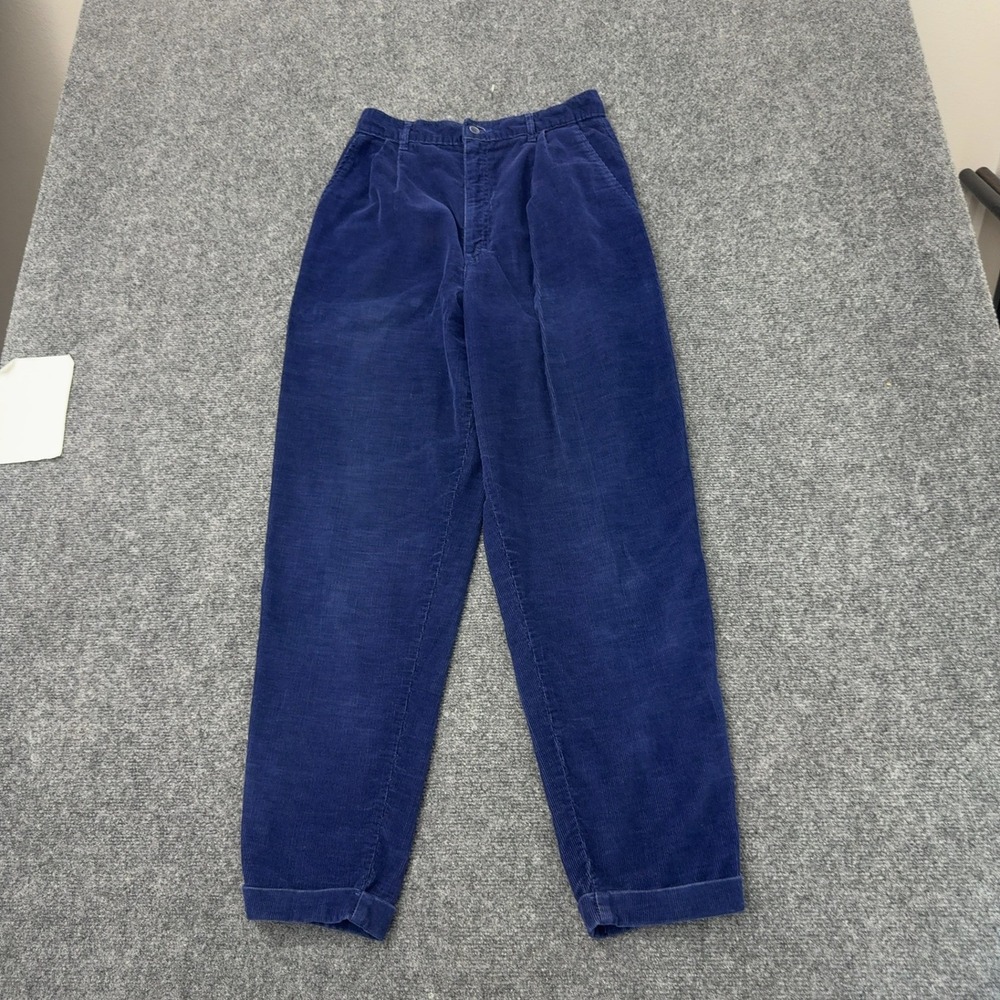 Vintage Calvin Klein Sport Pants Womens 10 Blue Corduroy Pleated Tapered 90s